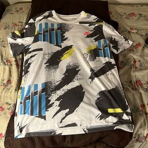 Nike Challenge Court T-shirt Agassi White Black Teal Tennis US Open